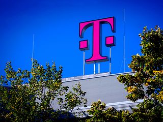 Deutsche Telekom Logo on the roof of DT headquarters.